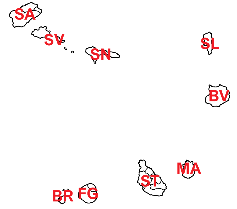 A Z&ouml;ld-foki-szigetek ter&uuml;letk&oacute;djai a t&eacute;rk&eacute;pen