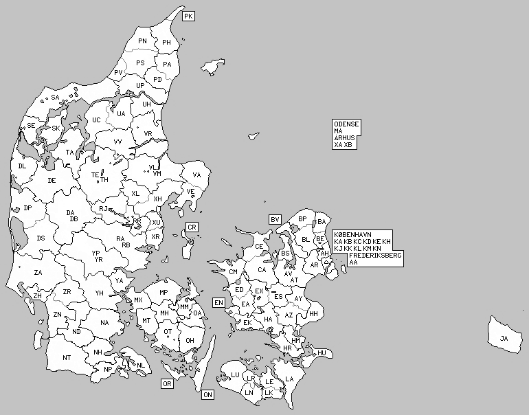 Az 1958-as területkódok térképen