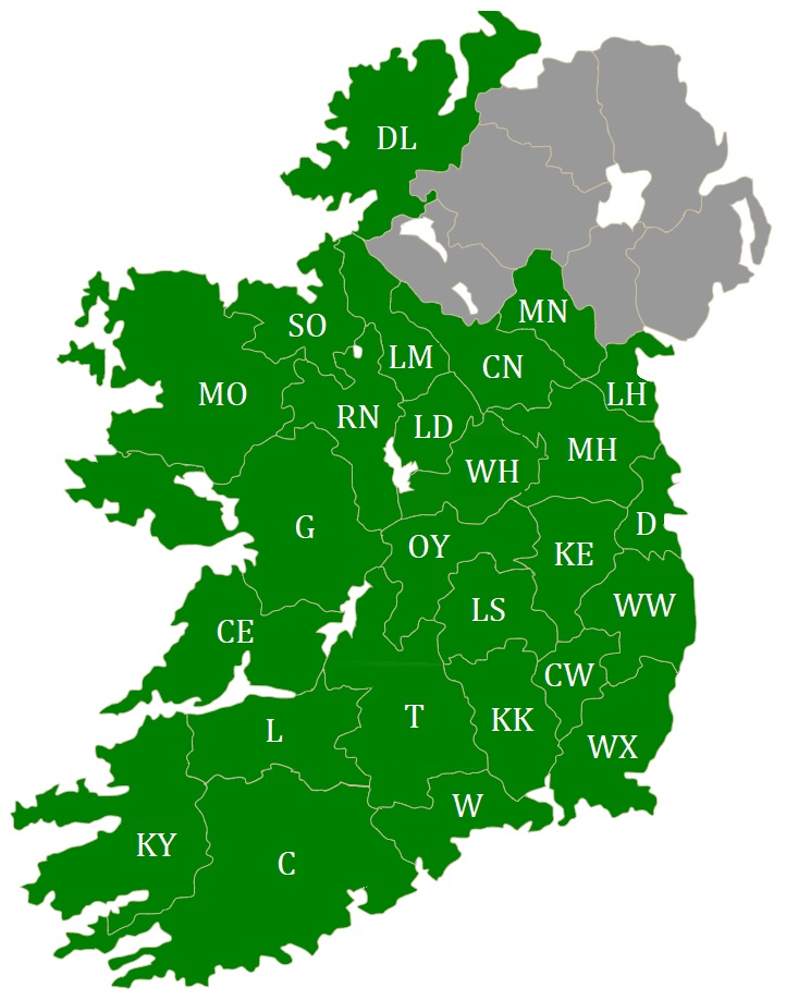 Az &iacute;r ter&uuml;letk&oacute;dok ter&uuml;leti elhelyezked&eacute;se napjainkban