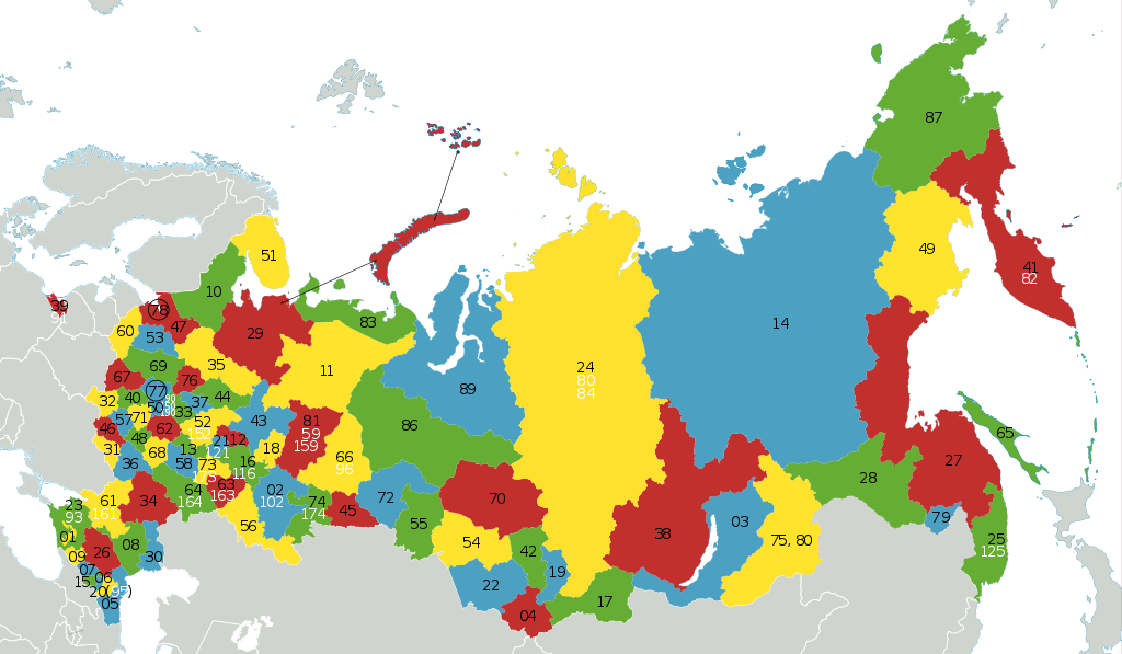 Területkódok a térképen (2014 előtt)